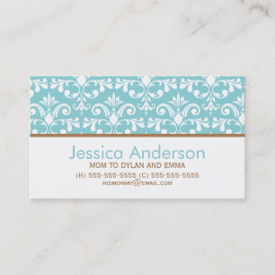 Bébé Bleu Damas Pattern Cartes d'appel