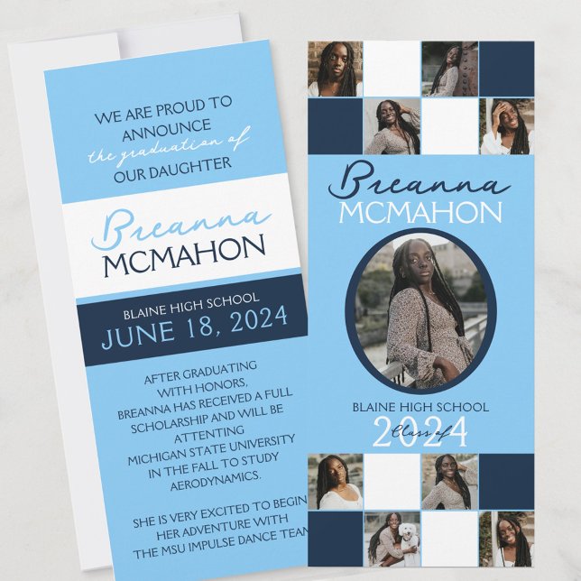 Bébé bleu et marine 9 Faire-part de diplôme photo (Créateur téléchargé)