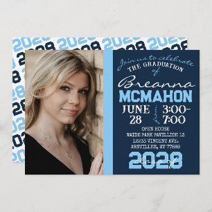 Bébé Bleu & Marine Graduation Photo Invitation