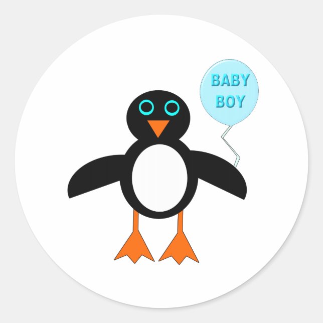 Bébé bleu mignon Stickers de pingouin garçon (Devant)