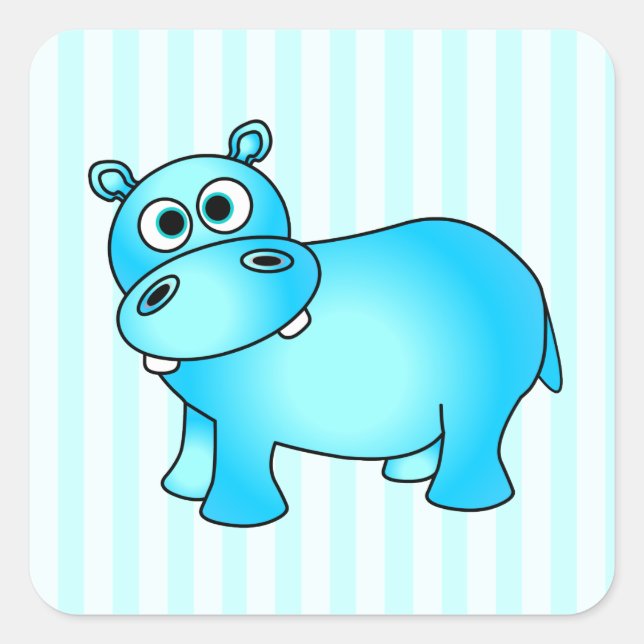 Bébé bleu mignon Stickers Hippo rayé (Devant)