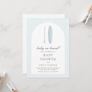 Bébé bleu minimal à bord Invitation Baby shower