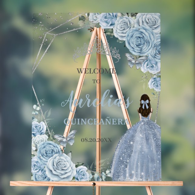 Bébé Bleu Roses Floral Quinceañera Accueil de la C (Neutre)