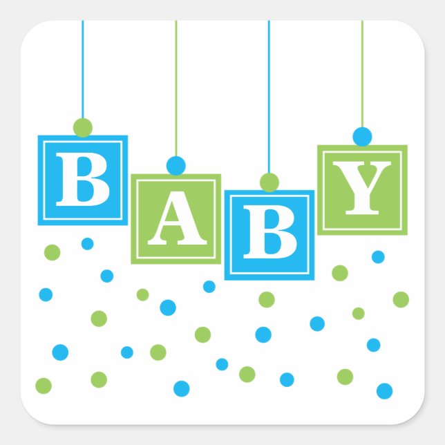 BÉBÉ Blocks Blue Green Boy Sticker (Devant)