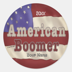 Bébé Boomer anniversaire autocollant personnalisé