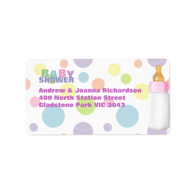 Bébé Bouteille et Pois Étiquette de adresse Baby s (Devant)