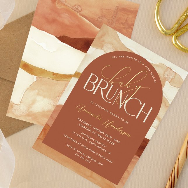 Bébé Brunch Neutre Tone Foil Invitation (Créateur téléchargé)