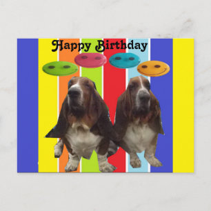 Bébé Carte Postale Joyeux Anniversaire Bassets Arc