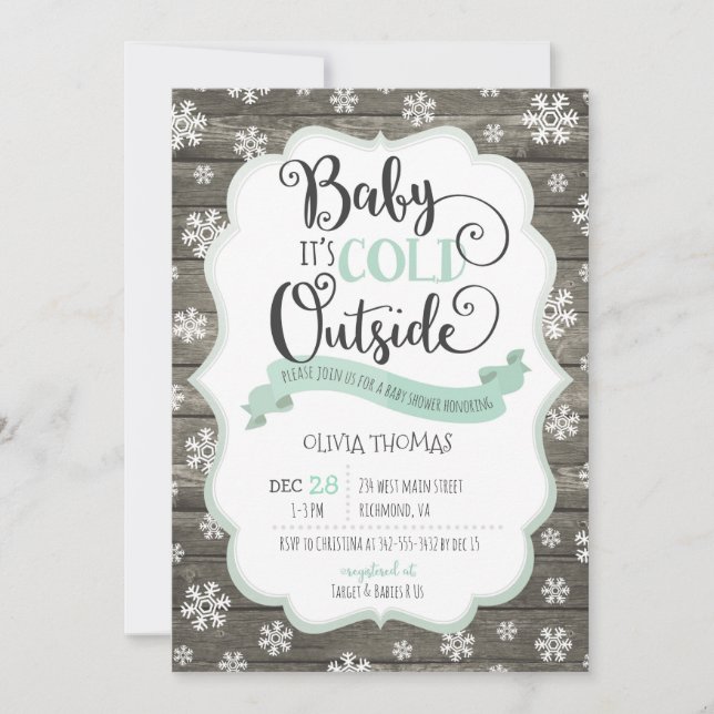 Bébé c'est froid dehors Baby shower Invitation (Devant)