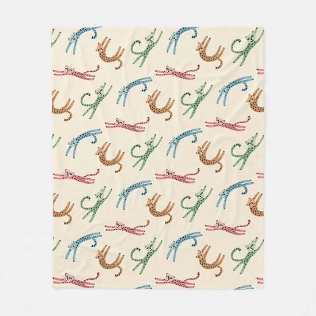 Bébé Cheetah Étire Une Couverture en polaire multi (Devant)