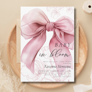 Bébé Chic en Fleur Rose Invitation Baby Shower