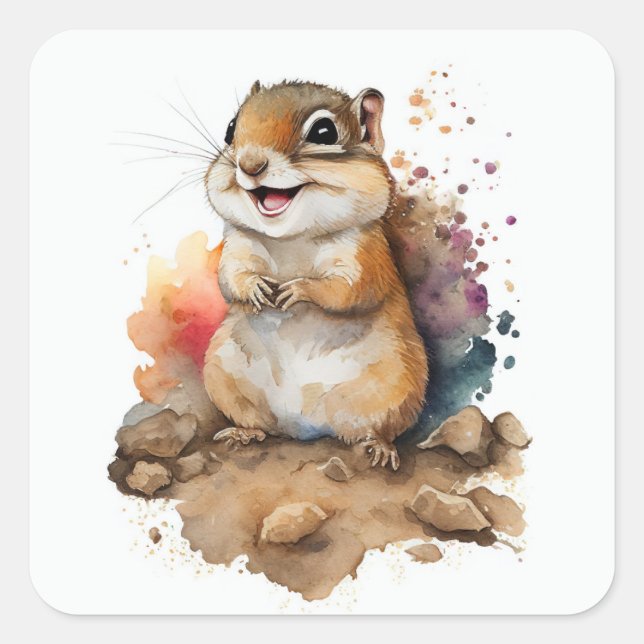 Bébé Chipmunk Woodland Animal Art autocollant (Devant)