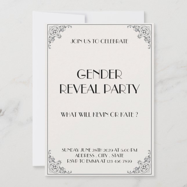 Bébé classique Genre Reveal Party Invitation (Devant)
