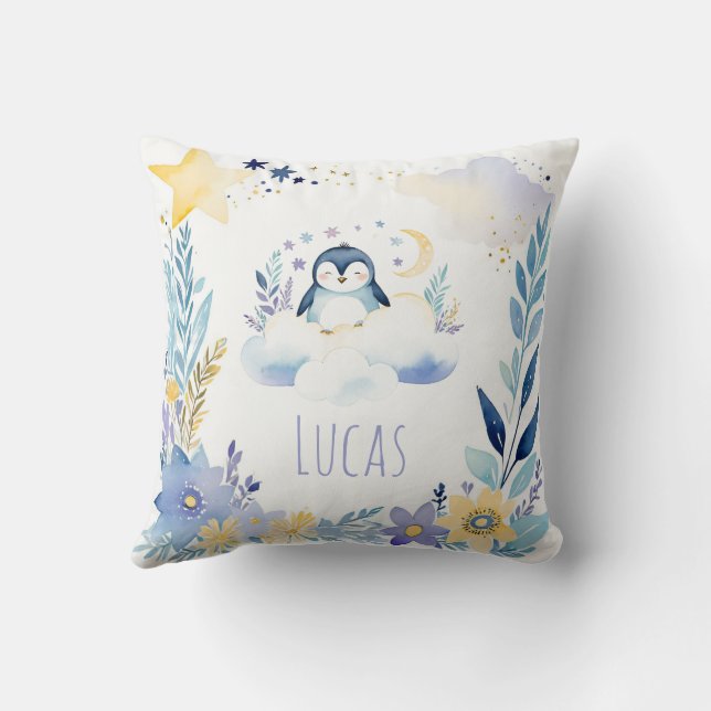 Bébé couchage Penguin Boho Nom Nursery Coussin (Verso)