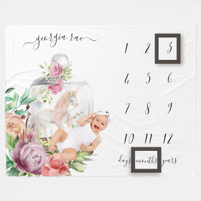 Bébé - Couverture de jalon | Unicorne aquarelle (Créateur téléchargé)