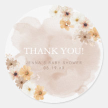 Bébé dans le Baby shower en fleur Merci Sticker