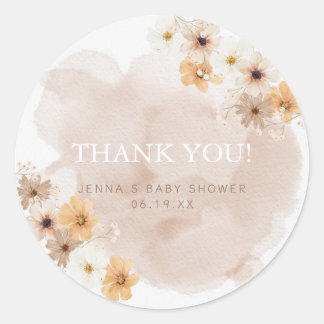 Bébé dans le Baby shower en fleur Merci Sticker