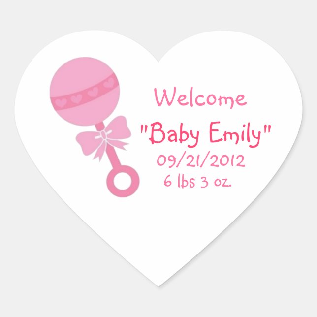Bébé de bienvenue Sticker Coeur fille (Devant)