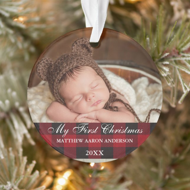 Bébé de Buffalo rouge pansé Mon premier Noël (Arbre)