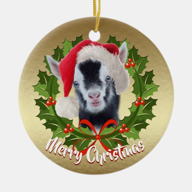 Bébé de chèvre Ornement de Noël du Père Noël nigér (Devant)