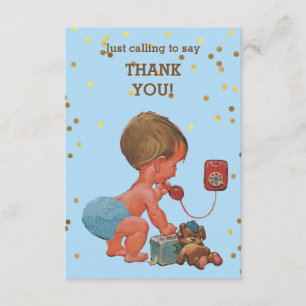 Bébé de confettis d'or sur le Merci de téléphone
