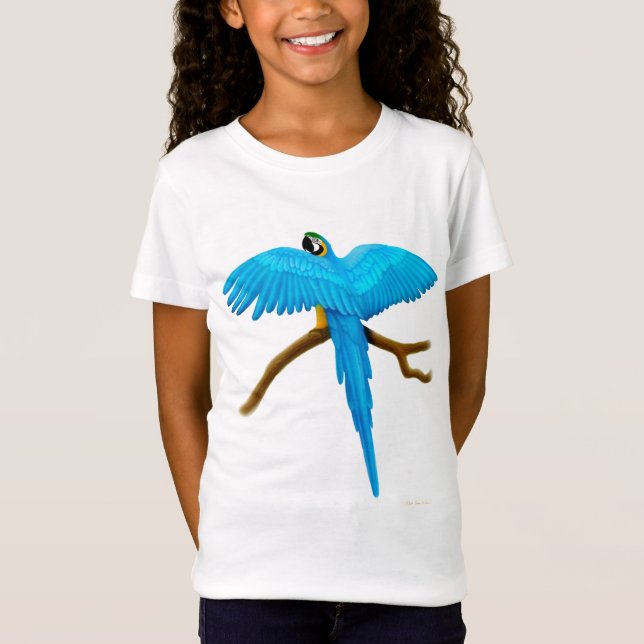 Bébé de filles d'ara de bleu et d'or - T-shirt de (Devant)