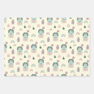 Bébé Dino Enveloppage Papier Plat Set de 3