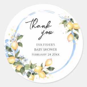 Bébé doux Baby shower citron Merci Sticker