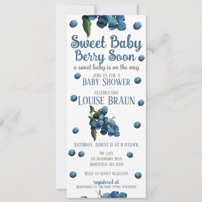 Bébé doux Berry Bientôt Baby shower Invitation (Devant)