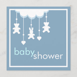 Bébé doux Boy Blue Mobile Baby shower Invitation