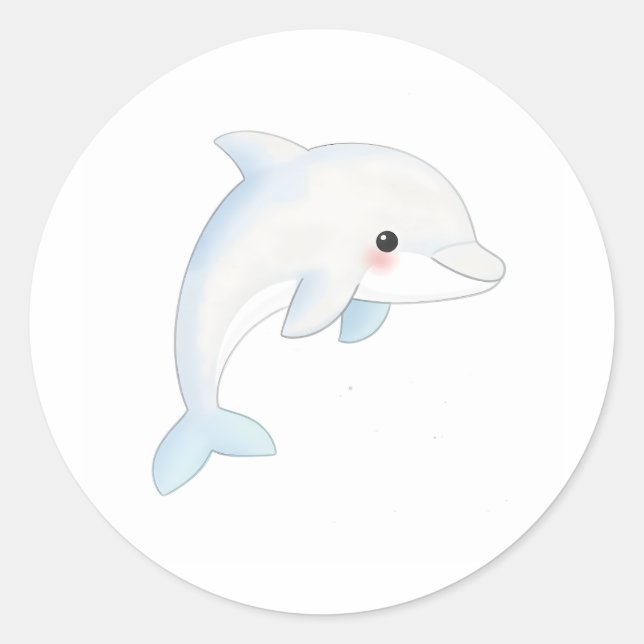 Bébé doux Sticker de veau dauphin aquarelle (Devant)