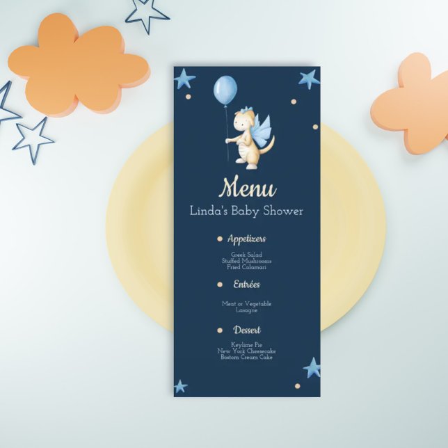 Bébé Dragon avec menu Baby shower à ballon (Créateur téléchargé)