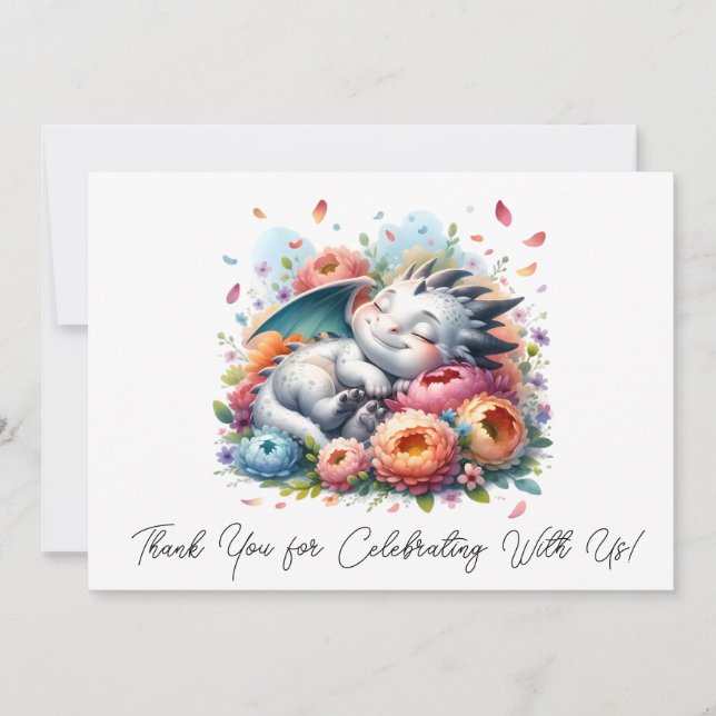 Bébé Dragon Dormir Dans Un Lit De Merci Fleurs (Devant)