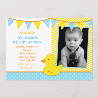 Bébé Ducky Duck Photo Invitations à la fête d'anni