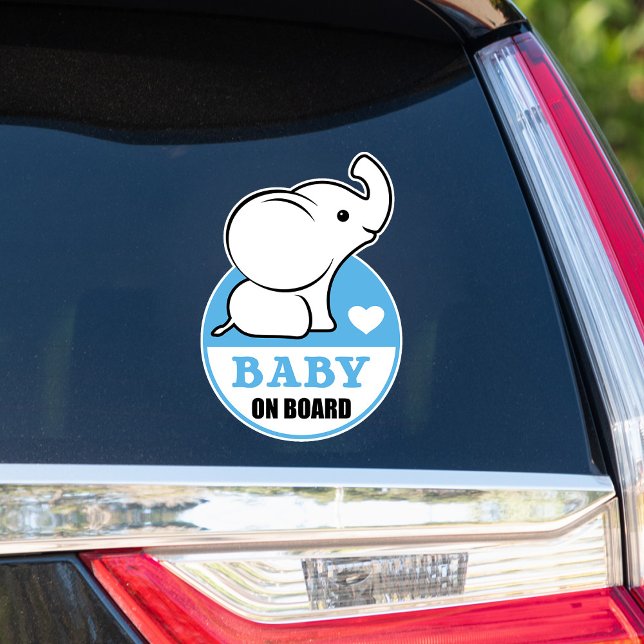 Bébé éléphant bébé à bord Sticker voiture - Bleu (Créateur téléchargé)