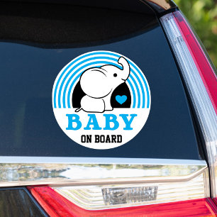Bébé éléphant bébé à bord Sticker voiture - Bleu