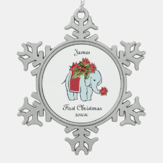 Bébé Eléphant bleu Premier ornement de noël
