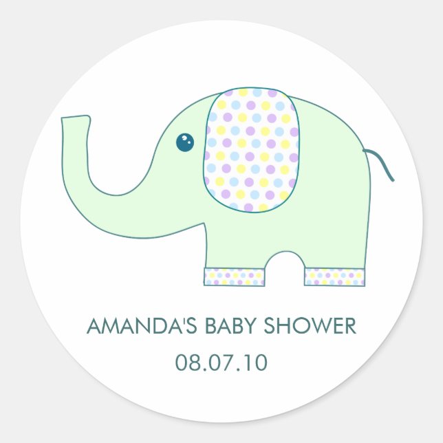 Bébé éléphant dans Pastels Stickers Baby shower (Devant)