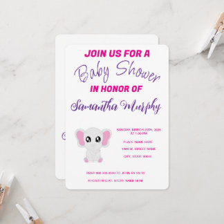 Bébé éléphant | Invitation baby shower