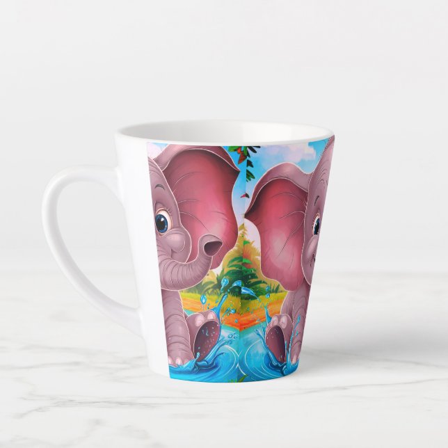 Bébé Eléphant Latte Café Mug (Gauche)