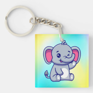 Bébé éléphant mignon assis dessin animé-23800