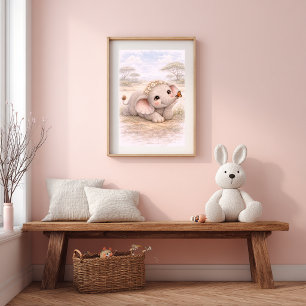 Bébé éléphant mignon et papillon décoration de cha
