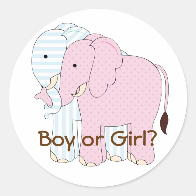 Bébé Eléphant mignon Genre Révéler Par ty Sticker (Devant)
