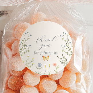 Bébé en Baby shower en fleurs Stickers Merci