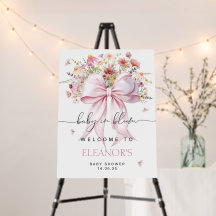 Bébé en fleur Affiche de bienvenue Baby shower ros