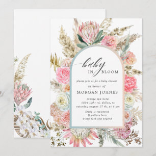 bébé en fleur baby shower fleuri bohème invitation