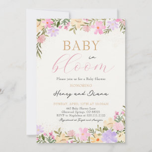 Bébé En Fleur Baby shower Floral Invitation