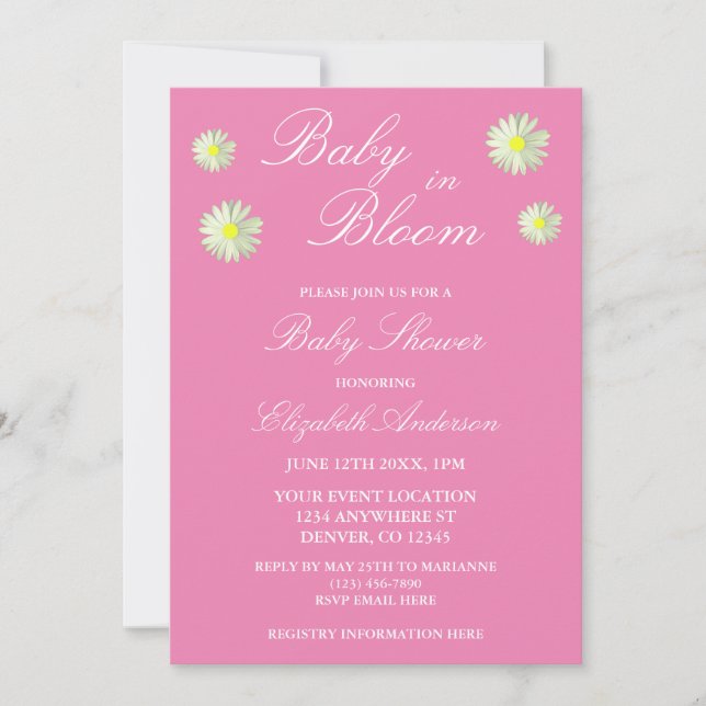 Bébé en fleur Baby shower Invitation (Devant)