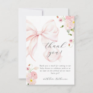Bébé En Fleur Bow Carte de remerciements rose