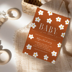 Bébé En Fleur Douche Blancs Daisies Invitation